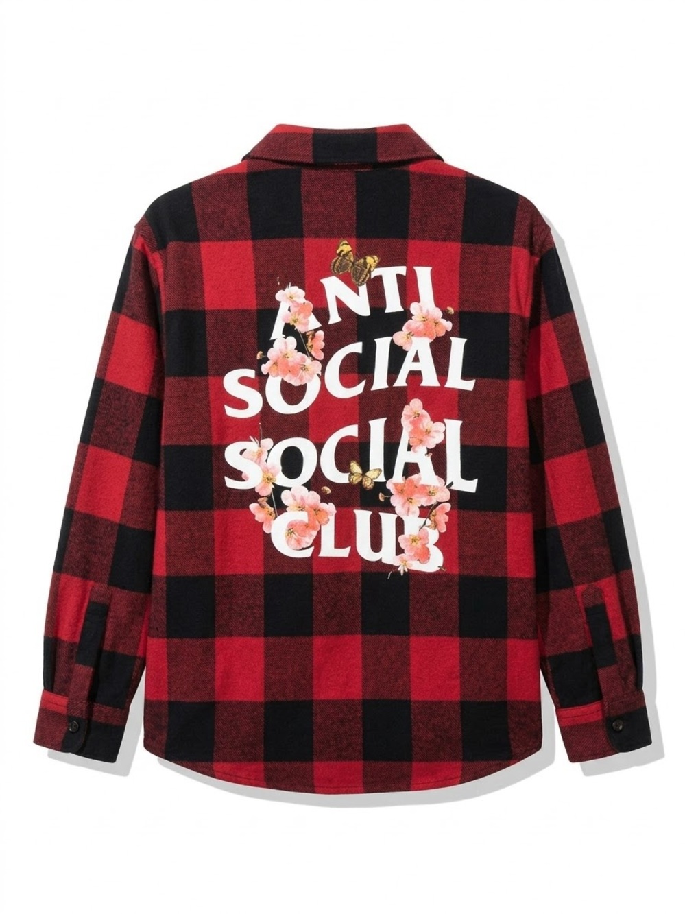 Anti Social Social Club Red Plaid Button-Up Shirt/ Mens / Ptp-22”/ no size tag